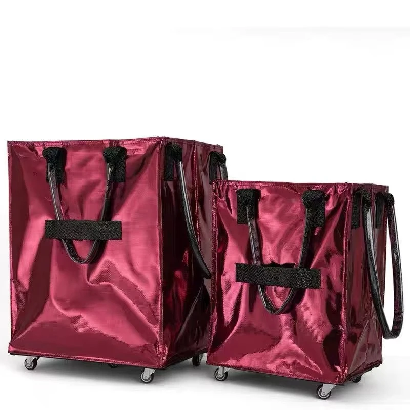 Wholesales PP Woven Tote Trolley Bag Foldable Rolling Bag