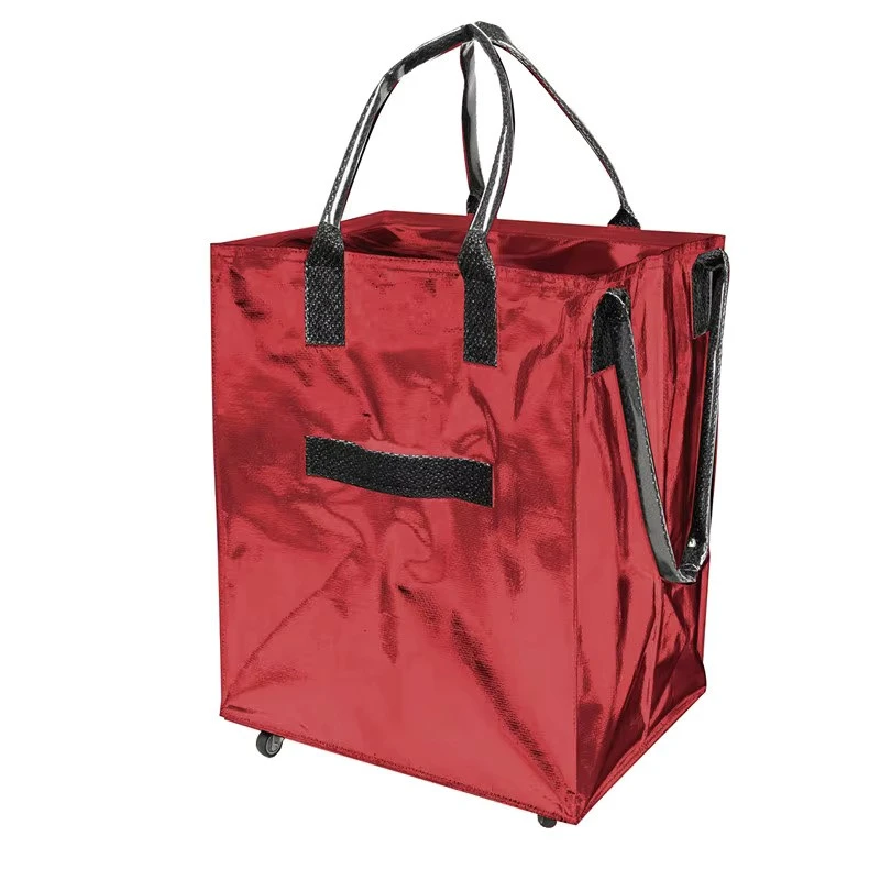 Wholesales PP Woven Tote Trolley Bag Foldable Rolling Bag
