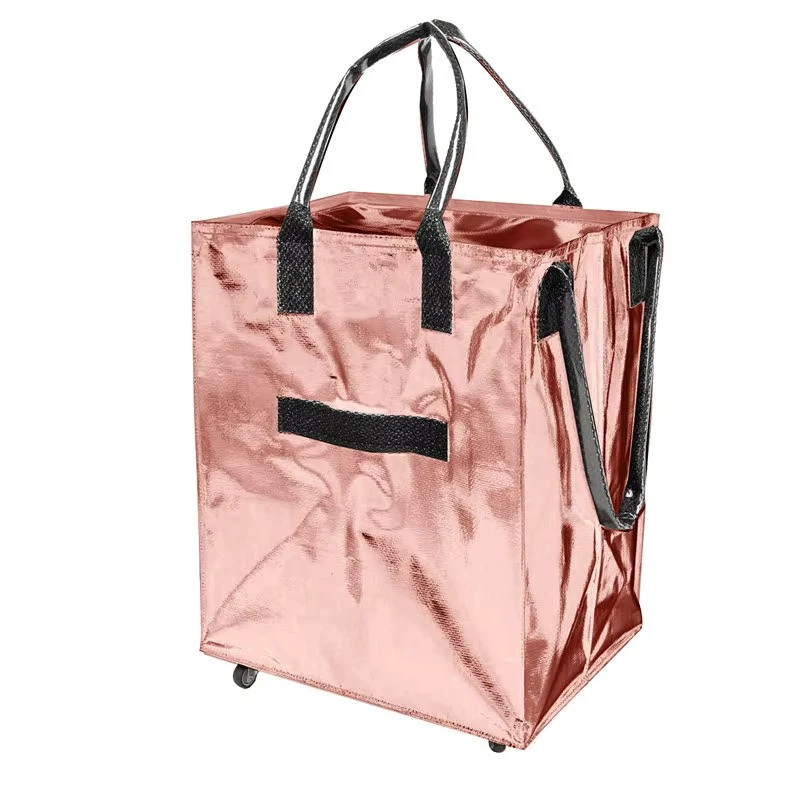 Wholesales PP Woven Tote Trolley Bag Foldable Rolling Bag