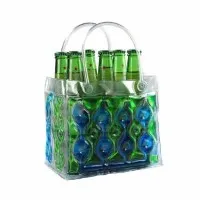 Partihandel detaljhandel miljövänliga klar PVC vin Ice Bag / PVC vin presentkort Ice Bag med plaströr handtag